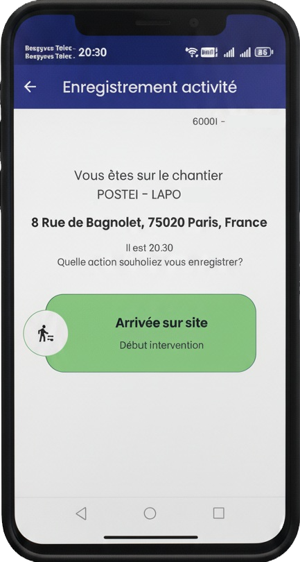 Application mobile JMD — validation d'arrivée sur site