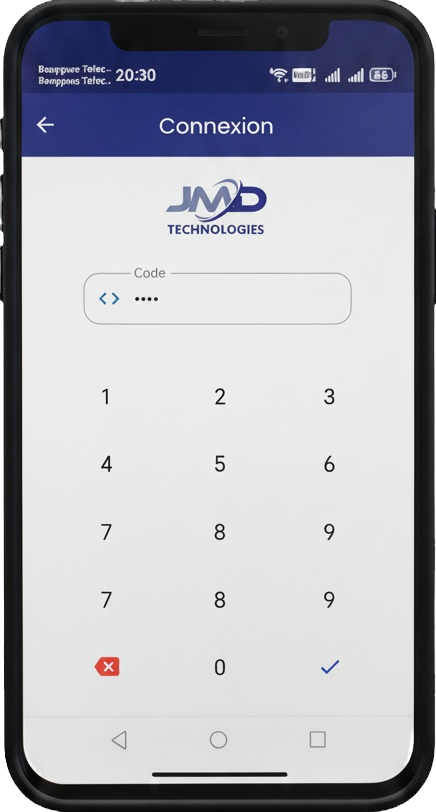 Application mobile JMD — écran de connexion sécurisée